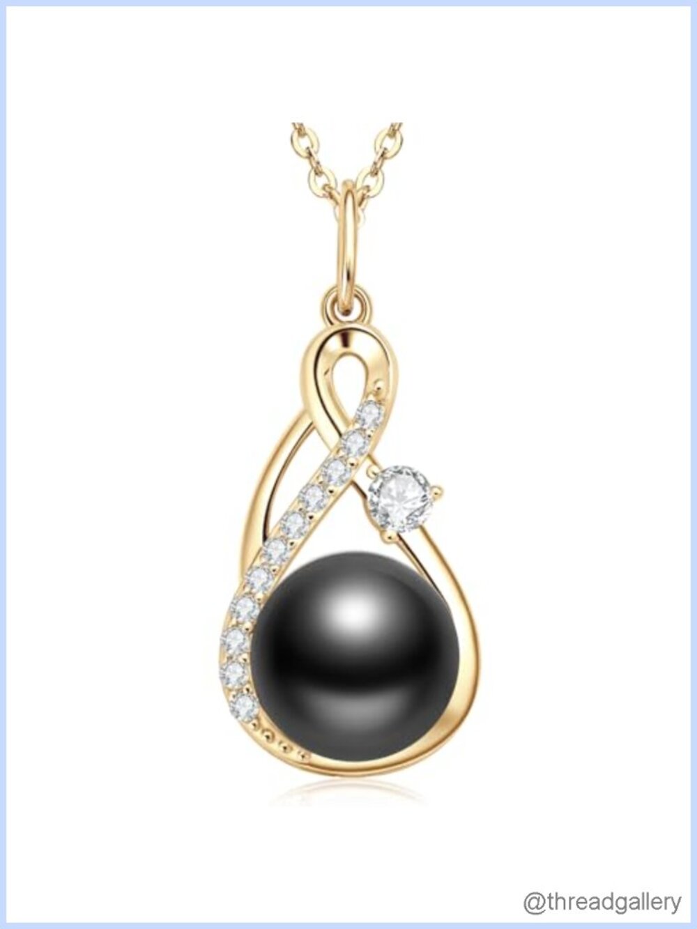 Sterling Silver Tahitian Black Pearl Necklace for Women 18k White Gold Plated